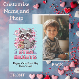 Personalized Cute Raccoon Valentine Feestdagenkaart