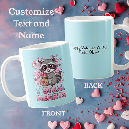 Personalized Cute Raccoon Valentine's Day Koffiemok