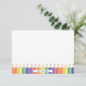 Personalized Cute Rainbow Pencils Teacher Note Bedankkaart (Staand voorkant)