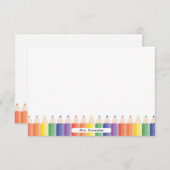 Personalized Cute Rainbow Pencils Teacher Note Bedankkaart (Voorkant / Achterkant)