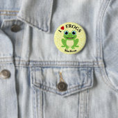 Personalized Cute Red Heart I Love Frogs Ronde Button 5,7 Cm (In situ)