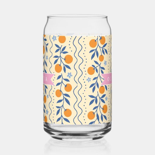 Personalized cute retro citrus folk pattern blikvorm glas (Rechts)