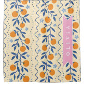 Personalized cute retro citrus folk pattern douchegordijn (Voorkant)