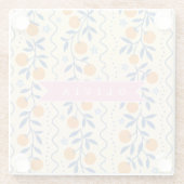 Personalized cute retro citrus folk pattern glazen onderzetter (Achterkant)
