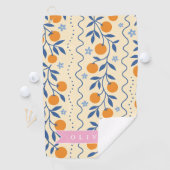 Personalized cute retro citrus folk pattern golfhanddoek (Insitu)