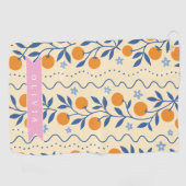 Personalized cute retro citrus folk pattern golfhanddoek (Horizontaal)