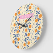 Personalized cute retro citrus folk pattern grote klok (Hoek)