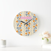Personalized cute retro citrus folk pattern grote klok (Huis)