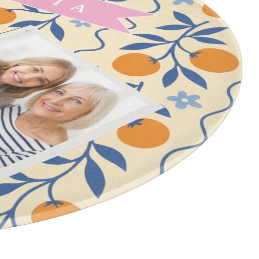 Personalized cute retro citrus folk pattern snijplank (Hoek)