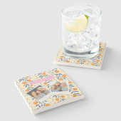 Personalized cute retro citrus folk pattern stenen onderzetter (Zijkant)