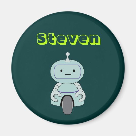 Personalized Cute Robot Illustration Magneet (Voorkant)