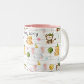 Personalized Cute Safari Animals Kids Name  Tweekleurige Koffiemok (Voorkant rechts)