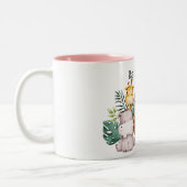 Personalized Cute Safari Animals Kids Name  Tweekleurige Koffiemok (Links)
