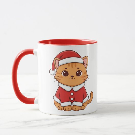 Personalized Cute Santa Cat Christmas Mok (Links)