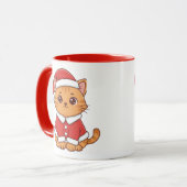 Personalized Cute Santa Cat Christmas Mok (Voorkant links)