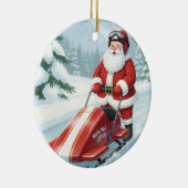 Personalized Cute Santa Doing Snowmobiling Keramisch Ornament (Rechts)