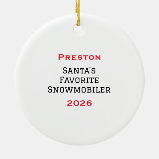 Personalized Cute Santa Doing Snowmobiling Keramisch Ornament (Achterkant)