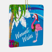 Personalized Cute Santa Flamingo Beach Christmas Keramisch Ornament (Rechts)