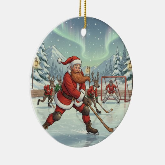 Personalized Cute Santa Playing Bandy Keramisch Ornament (Rechts)