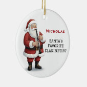 Personalized Cute Santa Playing Clarinet Keramisch Ornament (Rechts)