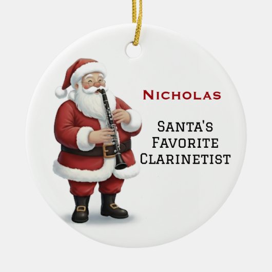 Personalized Cute Santa Playing Clarinet Keramisch Ornament (Voorkant)