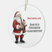 Personalized Cute Santa Playing Clarinet Keramisch Ornament (Links)