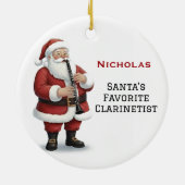 Personalized Cute Santa Playing Clarinet Keramisch Ornament (Achterkant)