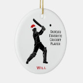 Personalized Cute Santa Playing Cricket Keramisch Ornament (Rechts)