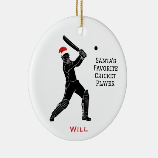 Personalized Cute Santa Playing Cricket Keramisch Ornament (Rechts)