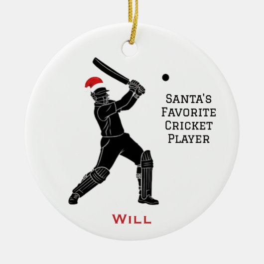 Personalized Cute Santa Playing Cricket Keramisch Ornament (Voorkant)