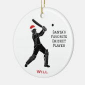 Personalized Cute Santa Playing Cricket Keramisch Ornament (Links)