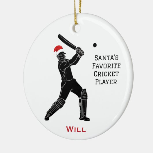 Personalized Cute Santa Playing Cricket Keramisch Ornament (Links)
