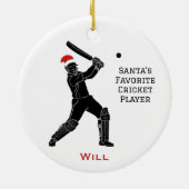Personalized Cute Santa Playing Cricket Keramisch Ornament (Achterkant)