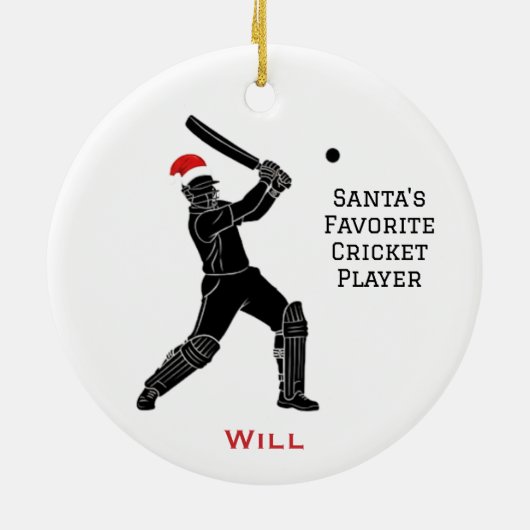 Personalized Cute Santa Playing Cricket Keramisch Ornament (Achterkant)