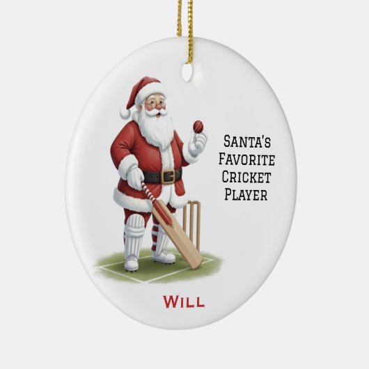 Personalized Cute Santa Playing Cricket Keramisch Ornament (Rechts)