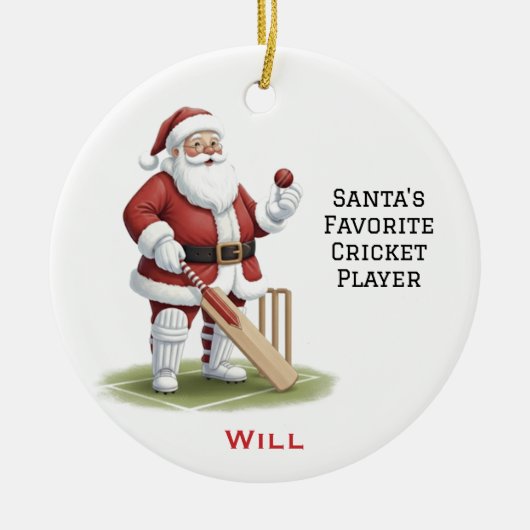 Personalized Cute Santa Playing Cricket Keramisch Ornament (Voorkant)