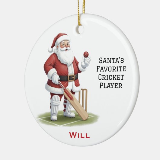 Personalized Cute Santa Playing Cricket Keramisch Ornament (Links)
