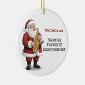 Personalized Cute Santa Playing Saxophone Keramisch Ornament (Rechts)