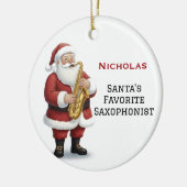 Personalized Cute Santa Playing Saxophone Keramisch Ornament (Links)
