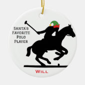 Personalized Cute Santa's Elf Playing Polo Keramisch Ornament (Voorkant)