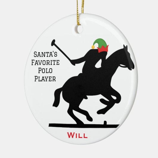 Personalized Cute Santa's Elf Playing Polo Keramisch Ornament (Links)