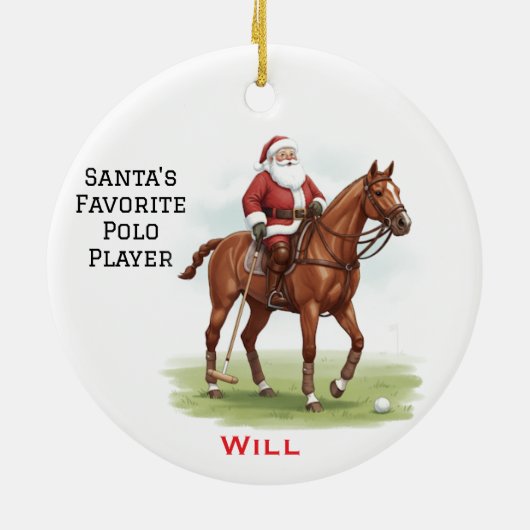Personalized Cute Santa's Favorite Horse Polo  Keramisch Ornament (Achterkant)