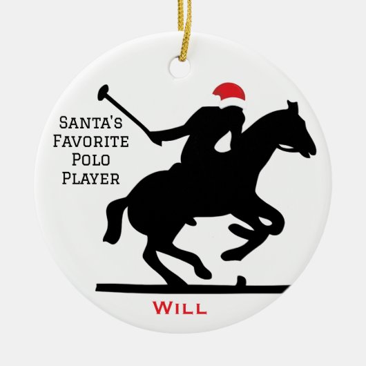 Personalized Cute Santa's Favorite Horse Polo  Keramisch Ornament (Voorkant)