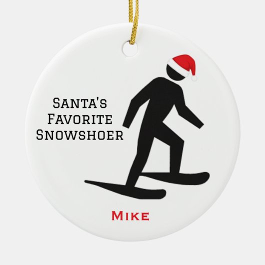 Personalized Cute Santa's Favorite Snowshoer Keramisch Ornament (Voorkant)
