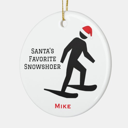 Personalized Cute Santa's Favorite Snowshoer Keramisch Ornament (Links)