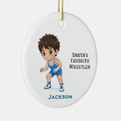 Personalized Cute Santa's Favorite Wrestler Keramisch Ornament (Rechts)