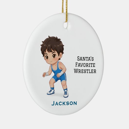 Personalized Cute Santa's Favorite Wrestler Keramisch Ornament (Rechts)