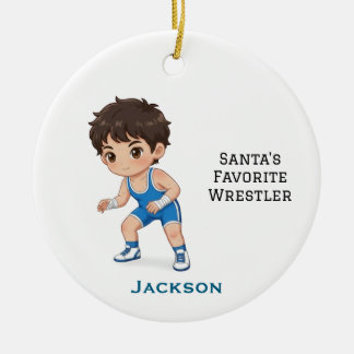 Personalized Cute Santa's Favorite Wrestler Keramisch Ornament