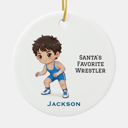 Personalized Cute Santa's Favorite Wrestler Keramisch Ornament (Voorkant)