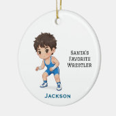 Personalized Cute Santa's Favorite Wrestler Keramisch Ornament (Links)